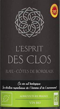 AOP Blaye Etiquette Côtes de Bordeaux L’esprit des Clos - French Bistrot